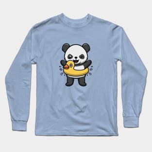 Cute Panda wearing duck float Long Sleeve T-Shirt